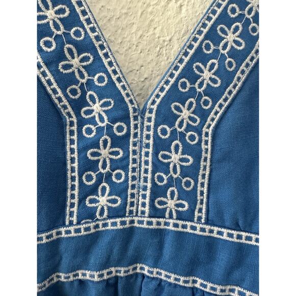 J.Crew Goddess Maxi Dress Eyelet Trim Linen Blend Lined Summer Beach Sz Med - Picture 15 of 16